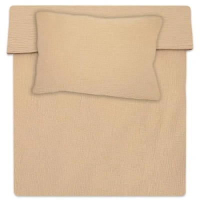 Imagen de Totsy Baby Funda nórdica Infantil Muselina 90 x 120 cm Juegos de Cama Infantiles con Almohada 80x80 Beige