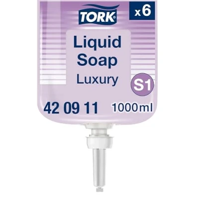 Imagen de Tork Jabón Líquido Luxury S1, Desinfectante con Aroma Floral, 6 x 1000 ml, 420911