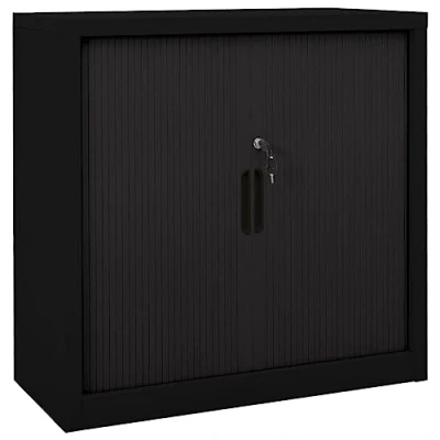 Imagen de vidaXL Armario con Puerta Corredera Oficina Estudio Archivo Documentos Lateral Auxiliar Almacenamiento Robusto Negro Acero 90x40x90 cm