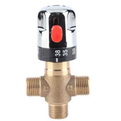 Imagen de Válvula de ángulo baño mezcladora termostática latón macizo G1 / 2 para el sistema ducha Control la temperatura del agua termostato cuenca tubo