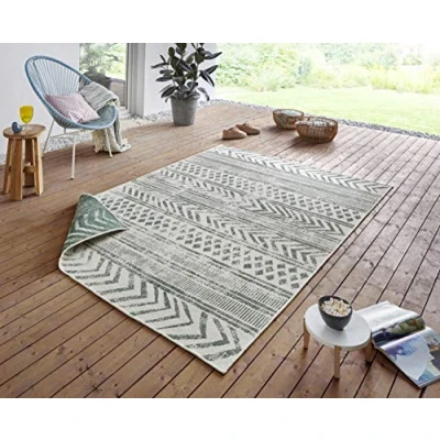 Imagen de bougari In &amp; Outdoor Biri Alfombra Reversible (80 x 150 cm), Color Verde y Crema