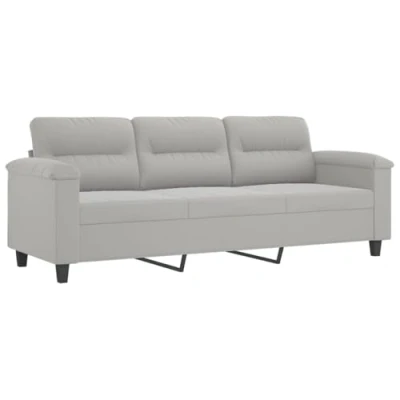 Imagen de vidaXL Sofá de 3 Plazas, con Reposabrazos Respaldo, Tapizado Personas, Mueble Asiento para Salón Oficina, Tela Microfibra Gris Claro