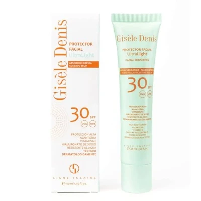 Imagen de GISÈLE DENIS Protector Solar Facial Ultralight, 40 ml, Protección FPS30, Crema Solar, Cuidado de Piel, Absorción Inmediata y Acabado Mate, Hidrata la Resistente al Agua, para Uso Diario
