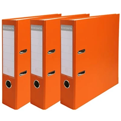 Imagen de Exacompta 918414SE Juego de 3 archivadores palanca Lomo 80 mm Formato archivo A4 Exterior polipropileno/Interior papel Naranja
