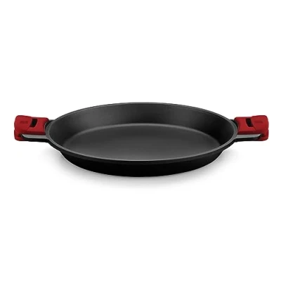 Imagen de BRA Premiere Paellera 36 cm, Aluminio Fundido, Tricapa con Revestimiento Antiadherente reforzado sin PFOA, Asas Desmontables incluidas, apta para todo tipo de Cocinas incluida Inducción, Rojo