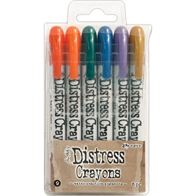 Imagen de Ranger Distress Crayons Set 9 Tim Holtz Juego de lápices Colores (9 Unidades), no aplicable, Multicolor, 13.97 x 8.25 1.27 cm