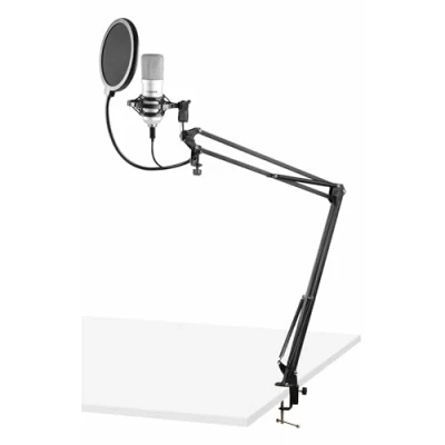 Imagen de Vonyx CMS300S Estudio Set microfono Condensador USB con Brazo articulado, Filtro antipop y para Vientos, Ideal grabación de Voz, Instrumentos, Gaming, Podcast, Youtube, Streaming Color Plateado