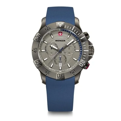 Imagen de Wenger Hombres Reloj de Pulsera Seaforce Chrono Analog Quarz Chronograph, Ø 43 mm, Impermeable hasta 200 m, Silicona, 01.0643.124