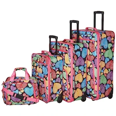 Imagen de Rockland Juego de Equipaje 4 Piezas con diseño corazón, Nuevo Talla única, Vertical Jungle Softside