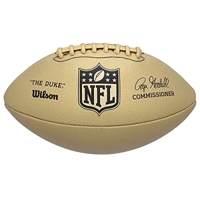Imagen de Wilson NFL Duke Metallic Edition Balón de fútbol Americano, Cuero Compuesto, Tamaño Oficial, Oro, WTF1826XB