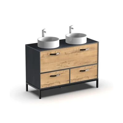 Imagen de Miroytengo Muebles de Baño Pack Sena Roble Gold y Negro (Lavabos incluidos)