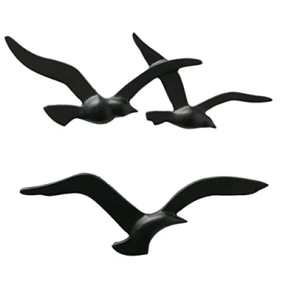 Imagen de Boltze Birdy 2018897 Cuadro de pared metal con diseño marítimo para pasillo, salón, comedor, color negro