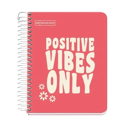Imagen de Miquelrius Cuaderno A6, Notebook mensajes, 1 banda de color, 100 Hojas 90 g/m², Rayado horizontal 7 mm, Sin taladros, Cubierta cartón duro, Color coral