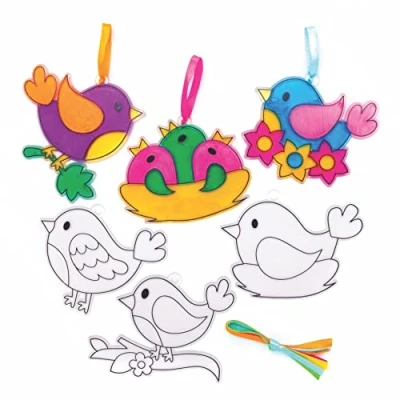 Imagen de Baker Ross Atrapasueños Pájaro (pack de 10) Kits decoración ventanas para niños pintar, set manualidades