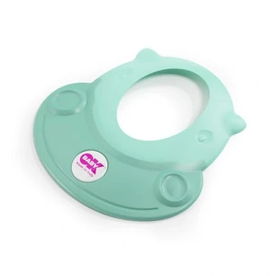 Imagen de OKBABY Visera de Baño Hippo Material Libre BPA Protege los Ojos y Oídos del Agua, Se Adapta a la Forma Cabeza 45 50 cm, Gorro Protección Suave para Ducha el Baño, Turquesa