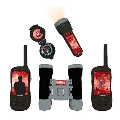 Imagen de Lexibook Misión Espía Set de Aventurero para niños, walkie talkies 120m, binoculares, brújula, Linterna, RPTW12SPY