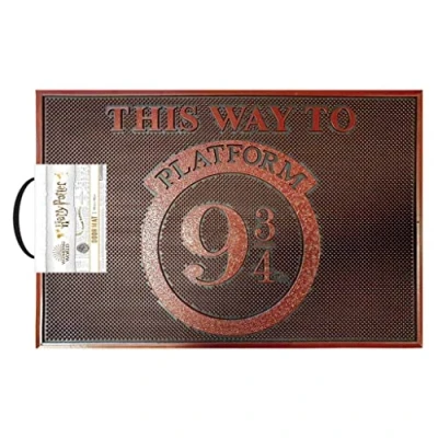 Imagen de Harry Potter Felpudo (diseño de Plataforma 9 y ¾) 40 cm x 60 cm, Alfombrilla Goma, Regalos para Mujeres, Hombres, Producto Oficial, Color marrón