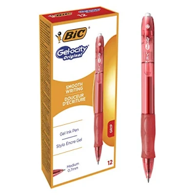 Imagen de BIC Gel ocity Original bolígrafos Retráctiles punta media (0,7 mm) Rojo, Caja de 12 unidades