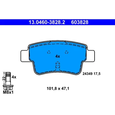Imagen de ATE 13.0460 3828.2 Juego de pastillas freno FIAT: Grande Punto Hatchback