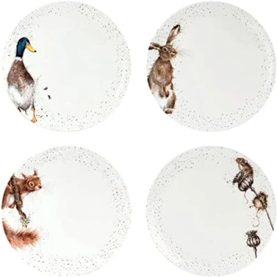 Imagen de Portmeirion Home &amp; Gifts Wrendale Coupe Plato (26,7 cm, 4 unidades), color blanco