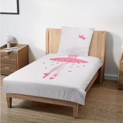 Imagen de HOMELEVEL Funda Nordica Cama 90 Infantil Diseño Bailarina Juego de 1x 135 x 200 cm y Almohada 80 para Niñas 100% Algodón