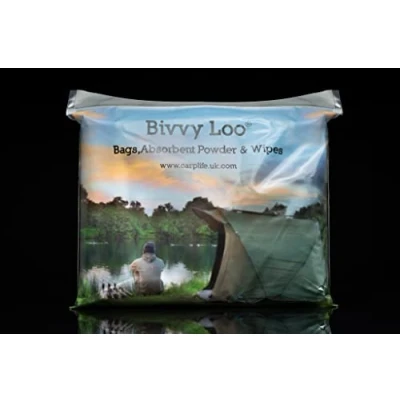 Imagen de Bivvy Loo Bolsas de baño portátiles para Acampar 40 toallitas biodegradables, 12 Bolsa biodegradables y Sobres Polvo desechos