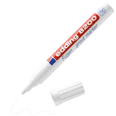 Imagen de edding 8200 marcador para juntas blanco 1 rotulador punta redondeada 2 4 mm reparador sucias resistente al agua, altamente opaco, secado rápido cocinas y baños