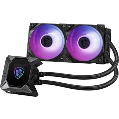 Imagen de MSI MPG CORELIQUID K240 V2 AIO Refrigeración Líquida CPU Bomba LCD Ventilador 60mm, 2 Ventiladores ARGB 120mm, Tubos Anti Evaporación, GI &amp; Software Mystic Light Admite AMD e Intel