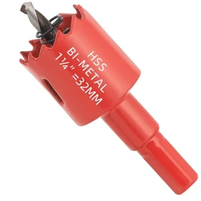 Imagen de GARHWAL Sierra perforadora bimetálica de 32 mm, broca perforadora, con adaptador triangular y centrado. Corte preciso rápido madera, plástico, placas yeso, metal finas más