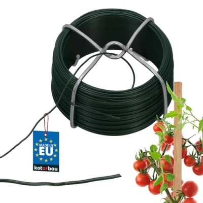 Imagen de KOTARBAU® Rollo de Alambre Acero plastificado con Acabado en Verde, Ø 1,2 mm 50m, Atar Flexible para floristería o jardín, Plantas trepadoras y hortalizas, Bricolaje
