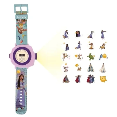 Imagen de Lexibook, Disney Wish Reloj de proyección ajustable pantalla digital 20 imágenes la película para Niños DMW050WI