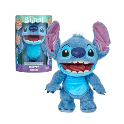 Imagen de Disney Real FX Chatty Stitch Puppetronic Peluche de Lilo &amp; Stitch, Interactivo con Funcionamiento Marioneta, 100+ Movieminetos y Sonidos, 6+ años, Famosa (RE001000)