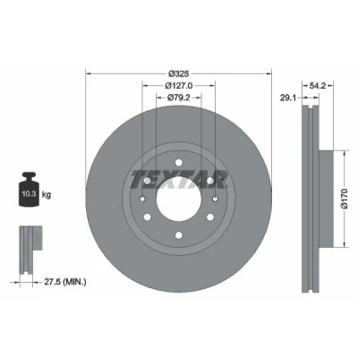 Imagen de TEXTAR 92226200 Disco de freno 325 29,1 06/08 127 ventilación externa sin perno sujeción rueda, buje rueda CHEVROLET: Trailblazer