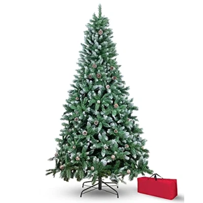 Imagen de Brigros Árbol de Navidad Artificial con Aguja Pino Espeso, 1278 Ramas, Bolsa, Efecto Realista, Ramas Gancho, fácil Montaje, PVC, Base metálica, ignífugo (210 cm, nevado)