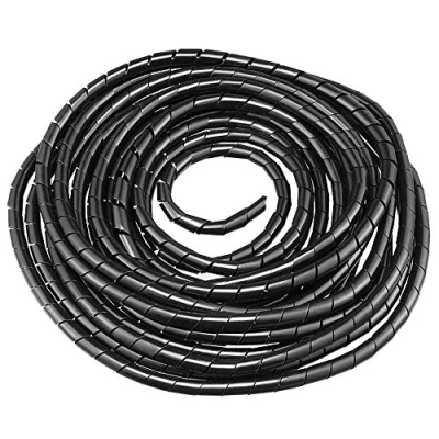 Imagen de GTIWUNG Longitud 12 m Diámetro 8mm Organizador de Cables en Espiral, Tubo Flexible Espiral Evuelto para PC TV DVD Cable Antena estéreo agrupar Cable, Negro