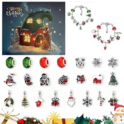 Imagen de JINJJ DIY Christmas Advent Calendar, Calendar Day Bracelet Set, 24 Days Countdown Calenda, Sorpresas Navideñas Aptas para Navidad