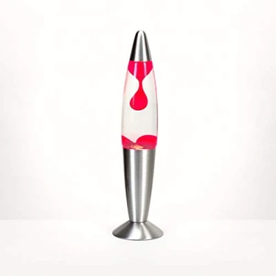 Imagen de Licht Erlebnisse lámpara de lava vidrio aluminio en plata claro rojo joven habitación 36 cm altura E14 incluyendo bombilla retro luz ambiente mesa TIMMY