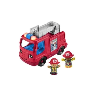Imagen de Fisher Price Little People HYR88 Camión de Bomberos para niños Juguete con música y 2 Figuras a Partir 1 año, versión multilingüe
