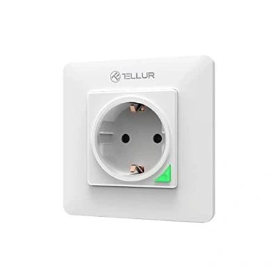 Imagen de TELLUR SMART Enchufe Inteligente Alexa, WiFi de Pared, 3000W, 16A, Control Remoto por APP y Voz, Compatible con Google Siri Shortcuts, Monitoreo Energía, No Necesita HUB