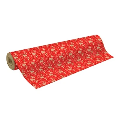 Imagen de Clairefontaine Ref 223814C Rollo de Papel Kraft reciclado impreso (rollo simple) 70 cm ancho x 50 m largo, g/m² 100% Diseño navideño rojo Fair Isle