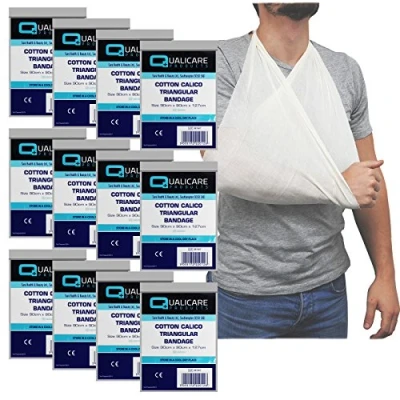 Imagen de Qualicare algodón Calico Triangular cabestrillo para brazo lesión de apoyo hombro 12 unidades