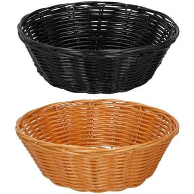 Imagen de alpina Conjunto de Cestas Para Pan 2 piezas Mimbre Marrón y Negro