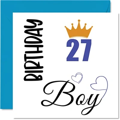 Imagen de Stuff4 Tarjeta de cumpleaños número 27 para hombres, tarjetas hombre, hijo, hermano, tío, primo, amigo, sobrino, 145 mm x mm, años, felicitación regalo