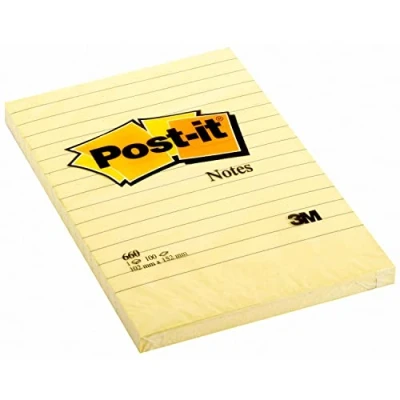 Imagen de Post It 660 Pack de 6 blocs notas, 102 x 52mm, color amarillo