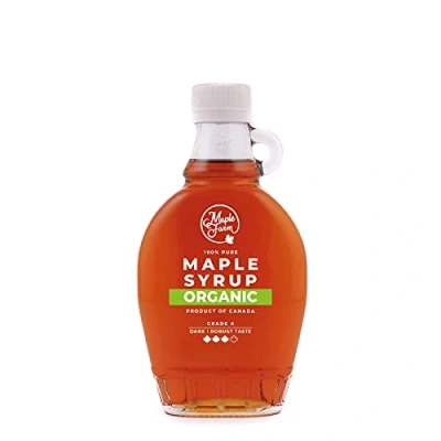 Imagen de Jarabe de arce BIO Grado A (Dark, Robust taste) 250 ml (330 g) Miel biológico Sirope Organic maple syrup