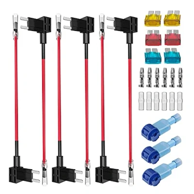 Imagen de GUUZI 6pcs 12V 24V Micro 2 Adaptador de Fusible Add A Circuit con Arnés Cables,Micro Portafusibles Fusibles Repuesto(5A/10A/15A)