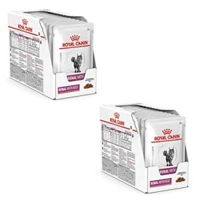 Imagen de Royal Canin Veterinary Renal Beef Paquete Doble 2 x 12 85 g Alimento dietético Completo para Gatos Adultos Ayudar con Problemas renales En Bolsa Fresca