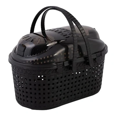 Imagen de Iris Ohyama, Cesta, Caja, Bolsa, Jaula de transporte plástico (PP) para gato, perro, A45 x F29 A28,5 cm, MPC 450, Negro