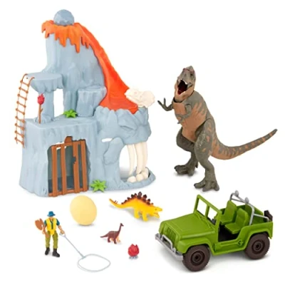 Imagen de Terra by Battat AN4056Z T Big Playset Electronic Tyrannosaurus Rex Lava Mountain Set with 2 Surprise Dinosaur Toys for Kids Age 3+ (14 Pc)
