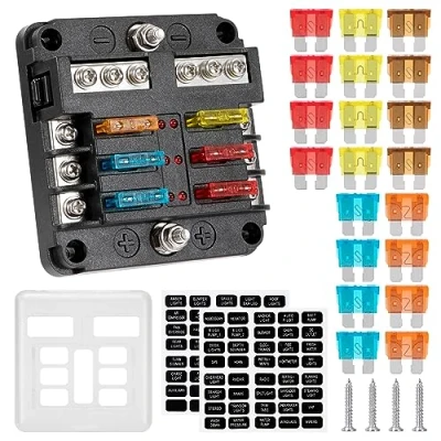 Imagen de GUNGY Portafusibles 12V Caja Fusibles 6 Vías Porta Fusible Coche con Indicador LED y 20 piezas para Barco Camión Camper